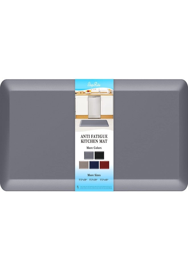 StepRite 4/5 Inch Thick Kitchen Mat Anti Fatigue Mat Kitchen Rugs Kitchen Decor Non-Slip, Stain & Water Resistant, Kitchen Mats Desk Mat for Kitchen, Office, Workshop, Grey, 17'' x 39'' - Image 1